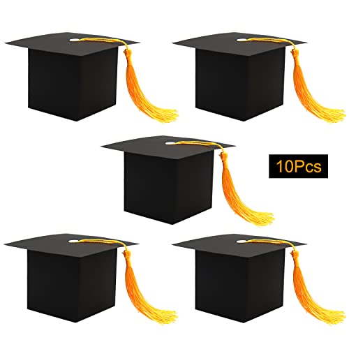 10Pcs Graduation Gift Boxes - Black Grad Cap Candy Boxes