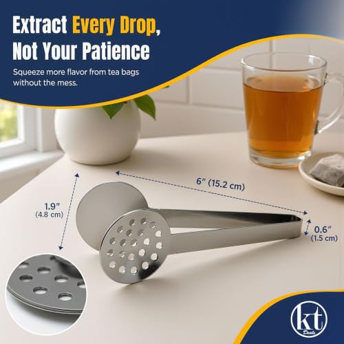 Stainless Steel Tea Bag Squeezer Tongs - 2 Pack Gripper & Strainer