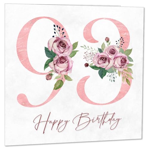 Purple Fox 93rd Birthday Card for Women - Floral Design