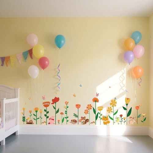 Floral Wall Stickers for Kids Room - Removable & Waterproof Decor