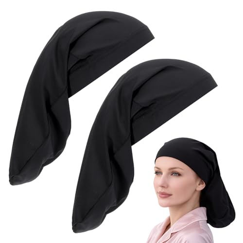 Gtziqa 2 Pcs Large Dreadlock Bonnet Cap for Long Hair and Locs, Black