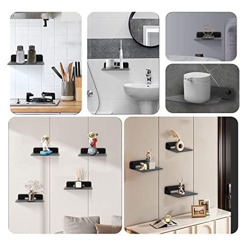 TRINENOX Small Floating Wall Shelf, 6.1 x 5.12 Inch Aluminum Metal Mount