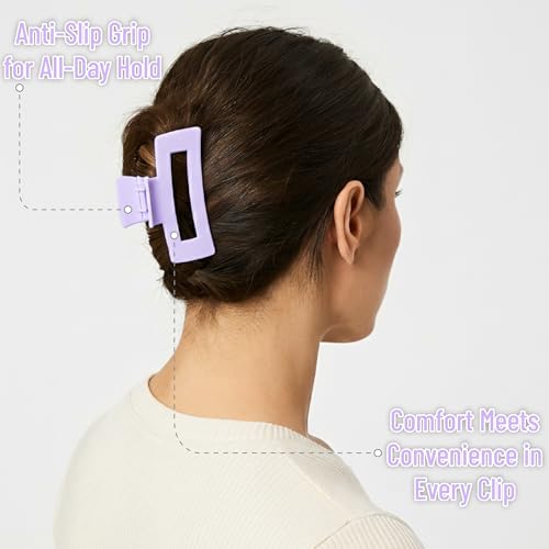Ms. Pen Large Hair Claw Clips, 4.3 Inch Matte Purple 8 Pack