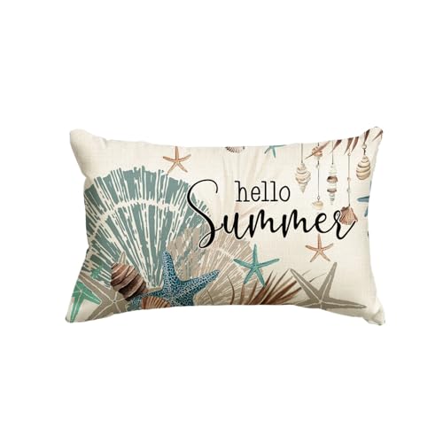 Ocean Starfish Throw Pillow Cover, 12x20 Inch Polyester for Summer Decor