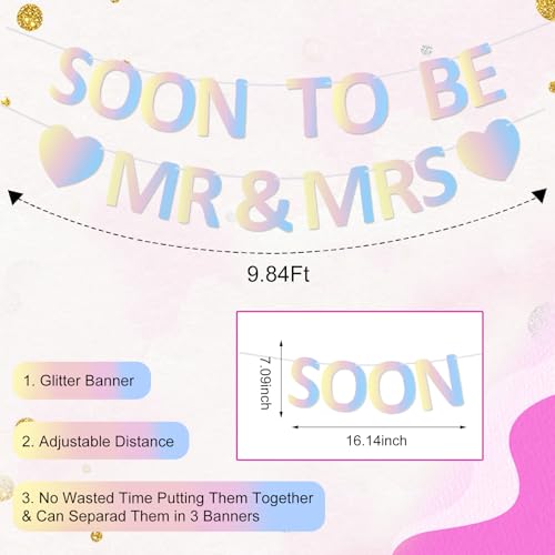 Soon To Be Mr & Mrs Glitter Banner Pre-Strung Engagement Decor