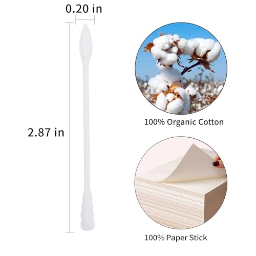 HOMEFOX Organic Cotton Swabs 200 Count Spiral and Pointed Tips