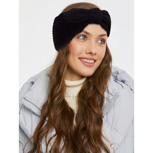 CURASA Knitted Winter Headband Ear Warmer for Women Soft Fleece Hair Band