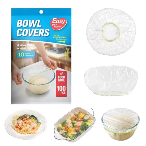EASYYOURHOME 100PCS 10-Inch Elastic Bowl Covers for Sourdough Proofing