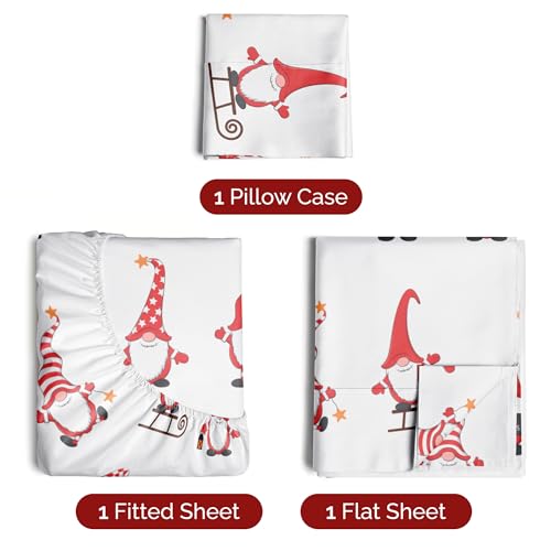 CGK Unlimited Holiday Gnomes Red Bedding Set Twin XL - Christmas Sheets