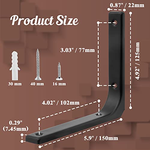 6-Pack Heavy-Duty 6x5 Inch L Brackets with Screws & Anchors