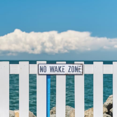 No Wake Zone Metal Sign - Retro Tin Wall Decor 15.8x4 Inches