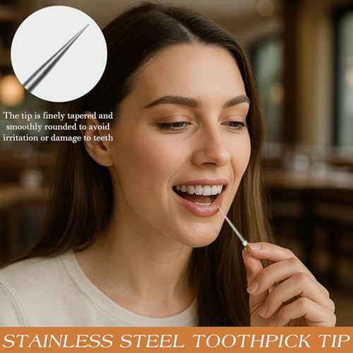 2PCS Portable Titanium Toothpicks with Stainless Steel Holder