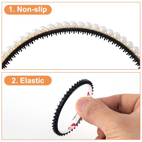 Pndeyo 10pcs Self-Adhesive Silicone Headband Teeth Strips for DIY Hair Accessories - Black
