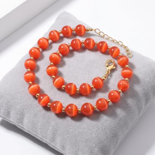 Red Cat Eye Stone Beads 8mm for Jewelry Making and Crafts