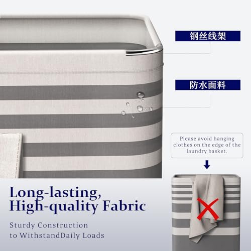 MANYOND 2-Pack 75L Collapsible Laundry Baskets, Grey Freestanding Hamper