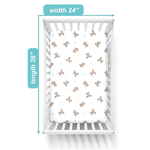 Mini Crib Sheet 100% Cotton Fitted Bear Design 24x38