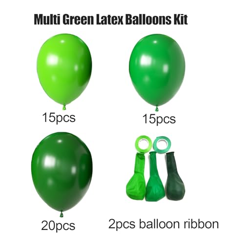 50pcs Green Balloons - 12 Inch Dark Green & Lime Latex for Party