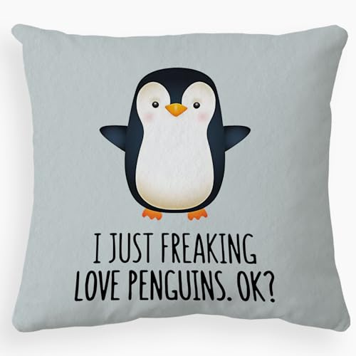 Funny Penguin Love Decorative Throw Pillow Case, 18x18 Inch - Gray-1
