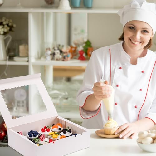 Hoewina White 6PCS Cupcake Boxes with Window - Holds 12 Cupcakes