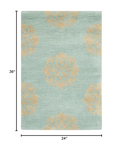 SAFAVIEH Soho Collection 2' x 3' Turquoise SOH424A Handmade Premium Wool Accent Rug