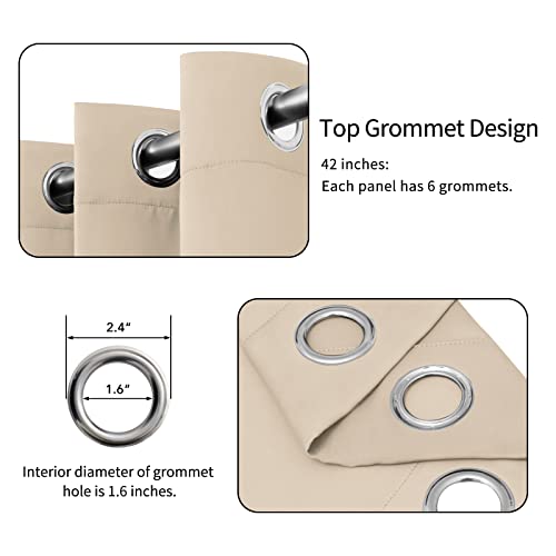 Easy-Going Thermal Blackout Curtains - 42x54 Inch Beige Panels, Set of 2