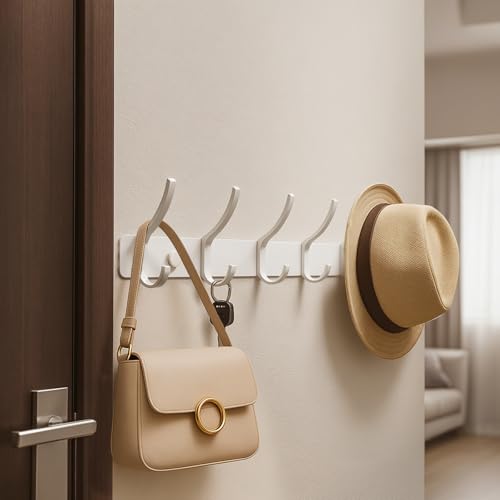 LONGstar 17-Inch Matte White 7-Hook Wall-Mounted Coat Rack