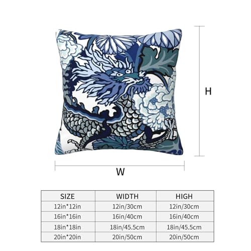 Chinoiserie Dragon Pillow Cover 18x18 Inch - Decorative Throw Pillow for Home
