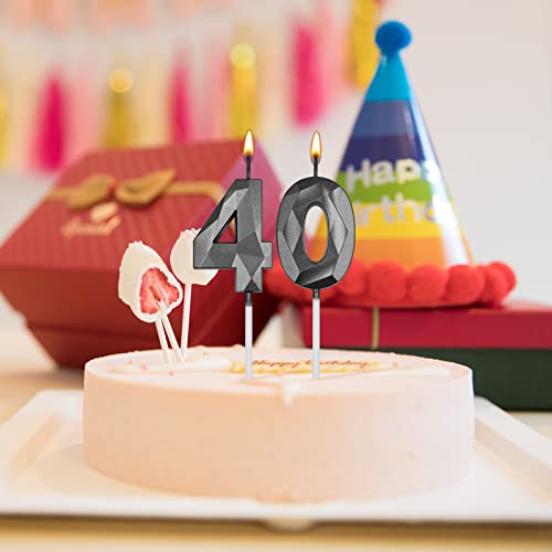 Black 3D Diamond Number 70 Birthday Candles - 2 Pack
