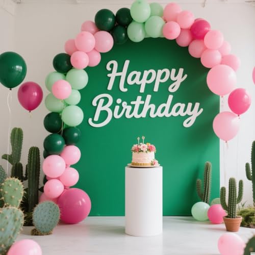 12 Inch Pink and Green Balloons - 50pcs for Party Decorations