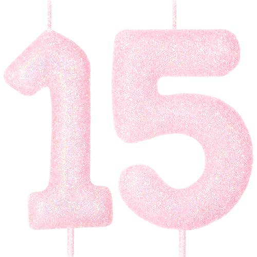 Pink Number 15 Birthday Candle - Perfect for 15th Birthday Party