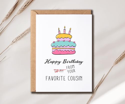 Funny Happy Birthday Cousin Card - 5x7 Premium Greeting Card