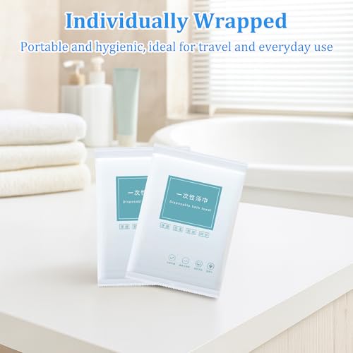 Celmuron Disposable Bath Towels - 5 Pack Individually Wrapped, 55" x 27.5"