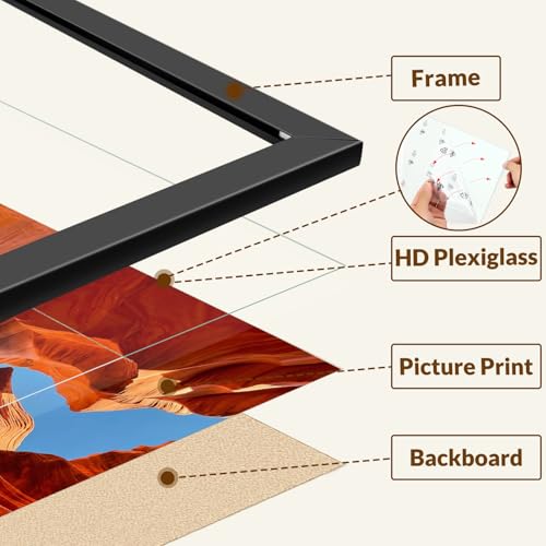 8x12 Black Picture Frame Set of 2 with HD Plexiglass