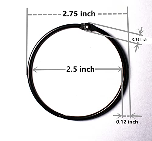 Black Shower Curtain Rings - Metal Round Hooks (15 Pack, 2.75 Inch)