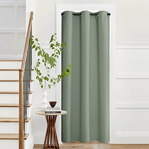 NICETOWN Sage Green Door Curtain Panel - 42" W x 95" L Blackout Thermal Insulated Room Divider