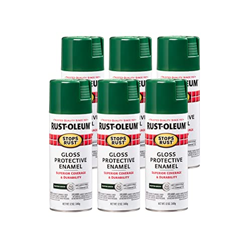 Rust-Oleum Stops Rust Spray Paint, Gloss Hunter Green, 12 oz (Pack of 6)