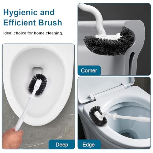 Long Handled Toilet Bowl Brush and Holder - Sturdy Plastic, White