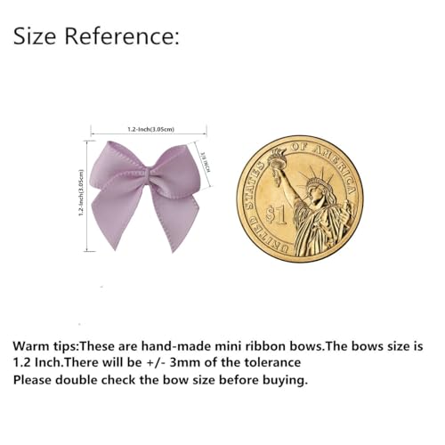 Lavender Mini Satin Ribbon Bows - 50pcs 1.2" Crafting Bows