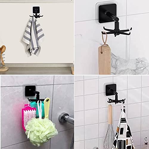 YeeBeny 360° Rotating Adhesive Hook - Black Folding Utensil Rack