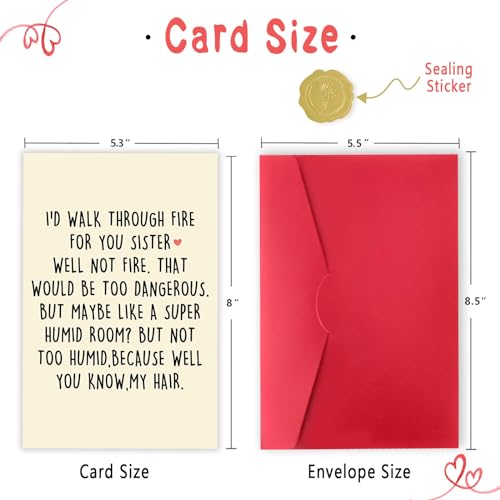 Funny Sister Birthday Card with Envelope - Humorous Gift from Sister