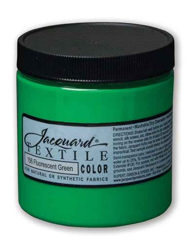 Jacquard Textile Color Fluorescent Green Fabric Paint - 8 Oz Jar for Clothes, Shoes, and Upholstery