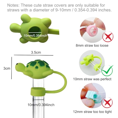 Turtle Shape Silicone Straw Covers for Tumblers - 6 Pack