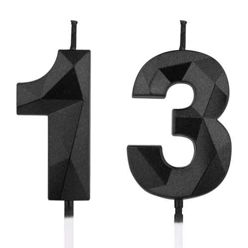 3D Number 13 Birthday Candles - Diamond Shape Cake Toppers
