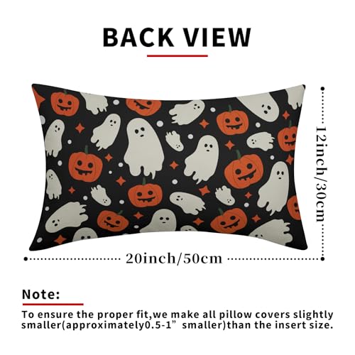 Robvobe Halloween Pillow Covers Set of 2 - Cute Ghost & Pumpkin Design, 12x20in