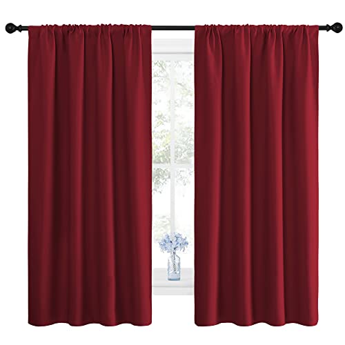 NICETOWN Burgundy Red Blackout Curtains for Bedroom 42" W x 63" L - Pack of 2