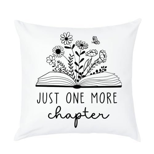 Just One More Chapter Book Lovers Throw Pillow Cover 18x18