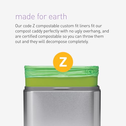 simplehuman 60 Pack Code Z Compostable Trash Bag Liners 4L Fit for Caddy, Plant-Based PVOH