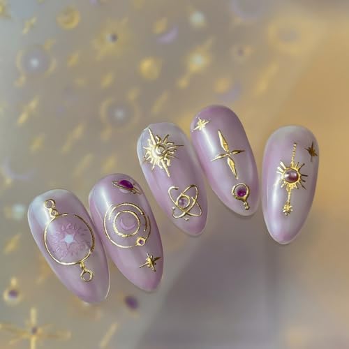 Star Nail Stickers 3D Self-Adhesive Sun Moon Y2K Nail Decals