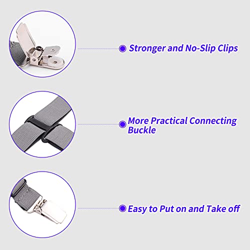 MENDENG Grey Bed Sheet Holder Garters - Adjustable Sheet Clips for Queen