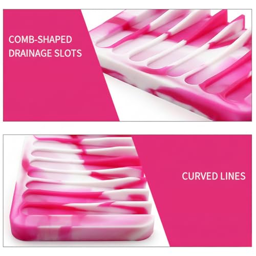 YUPENLAI Pink-White Self-Draining Silicone Soap Dish - Bathroom & Kitchen